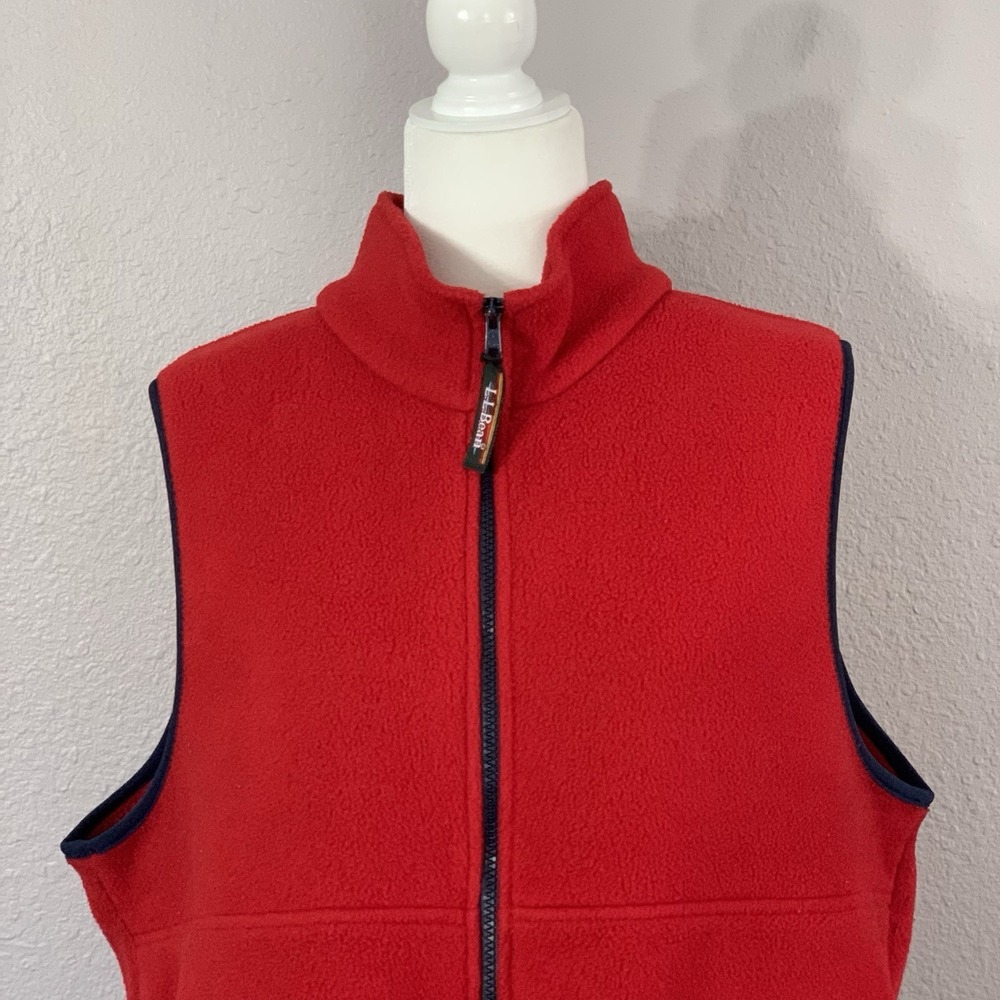 Vintage LL Bean Women's Size 1X Red Polartec Hiking Full Zip Fleece Vest Pockets - Picture 8 of 10